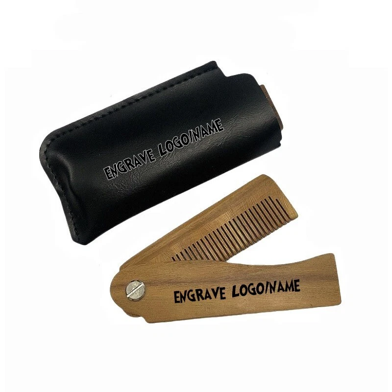 Personalizado-Peine de sándalo verde peine plegable barba bolsillo peine con estuche regalo Foto 2 de 4