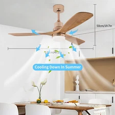 48'' Ceiling Fan Light Timer Dimmable LED Pendant Lamp With Remote Control