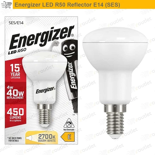 ENERGIZER LED SPOT LIGHT LAMP BULB REPLACEMENT 4W=40W - R50 E14 SES SCREW 240v