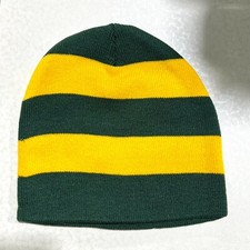 Stripped Beanie Knit Polyester Soft Quick Dry In Yellow And Green