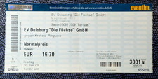 Eishockey-Ticket 30.Jan.09 EV Duisburg "DIE FÜCHSE" vs Krefeld Pinguine