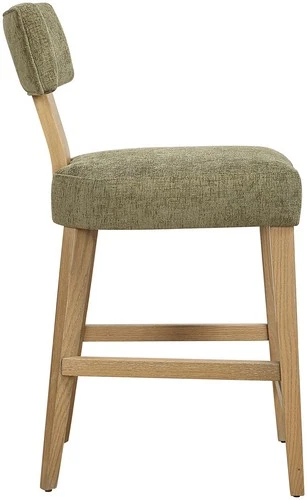 Uttermost 23884 Elysian 19"W Oak and Polyester Bar Stool - Natural / Moss - Picture 2 of 4