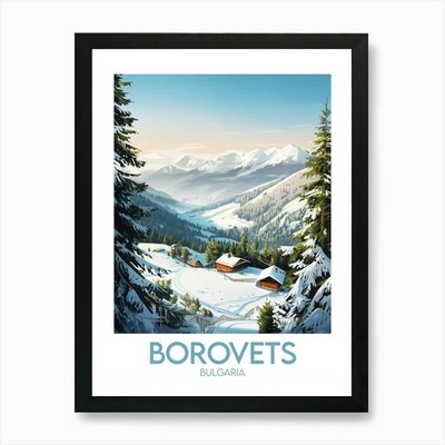 Affiche de voyage Borovets Kunstdruck gerahmtes Wandbild Poster Leinwanddruck Bild