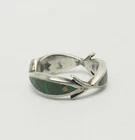 Fun vintage sterling silver turquoise fish band ring sz 8.25 by MAR Taxco Mexico
