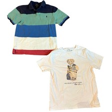 Polo Ralph Lauren Boys L 14-16 Lot Polo Bear T-Shirt  Striped Polo Shirt