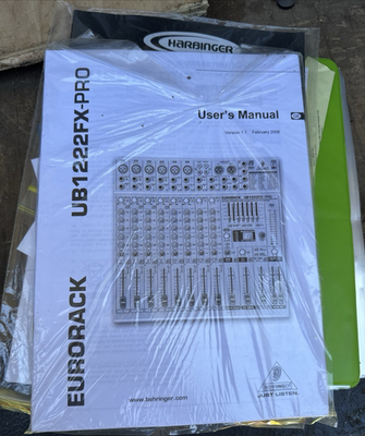 #ad #ad Behringer EURORACK UB1222FX PRO User#x27;s Manual $19.00