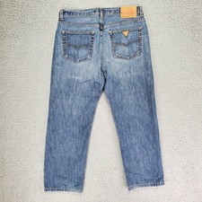 Vtg 90s Guess Jeans Mens 33 Blue Denim Straight Leg Made in USA Retro Casual