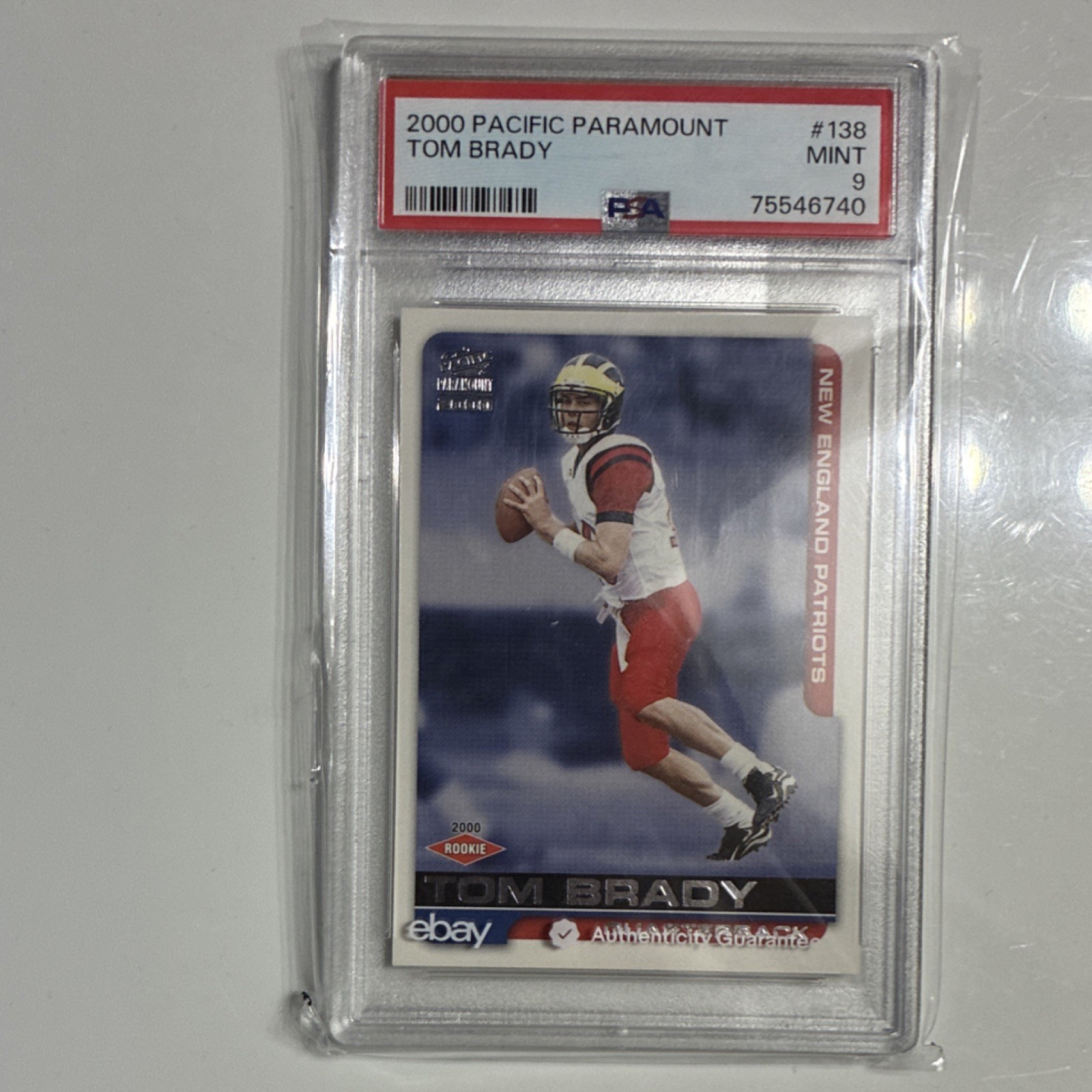 2000 Pacific Paramount Tom Brady #138 Rookie PSA 9 New England Patriots NFL