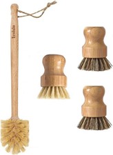 ECOLULU Bamboo Dish Brush Set  Wood Bottle Brush for Wide Mouth Bottles, Cup...