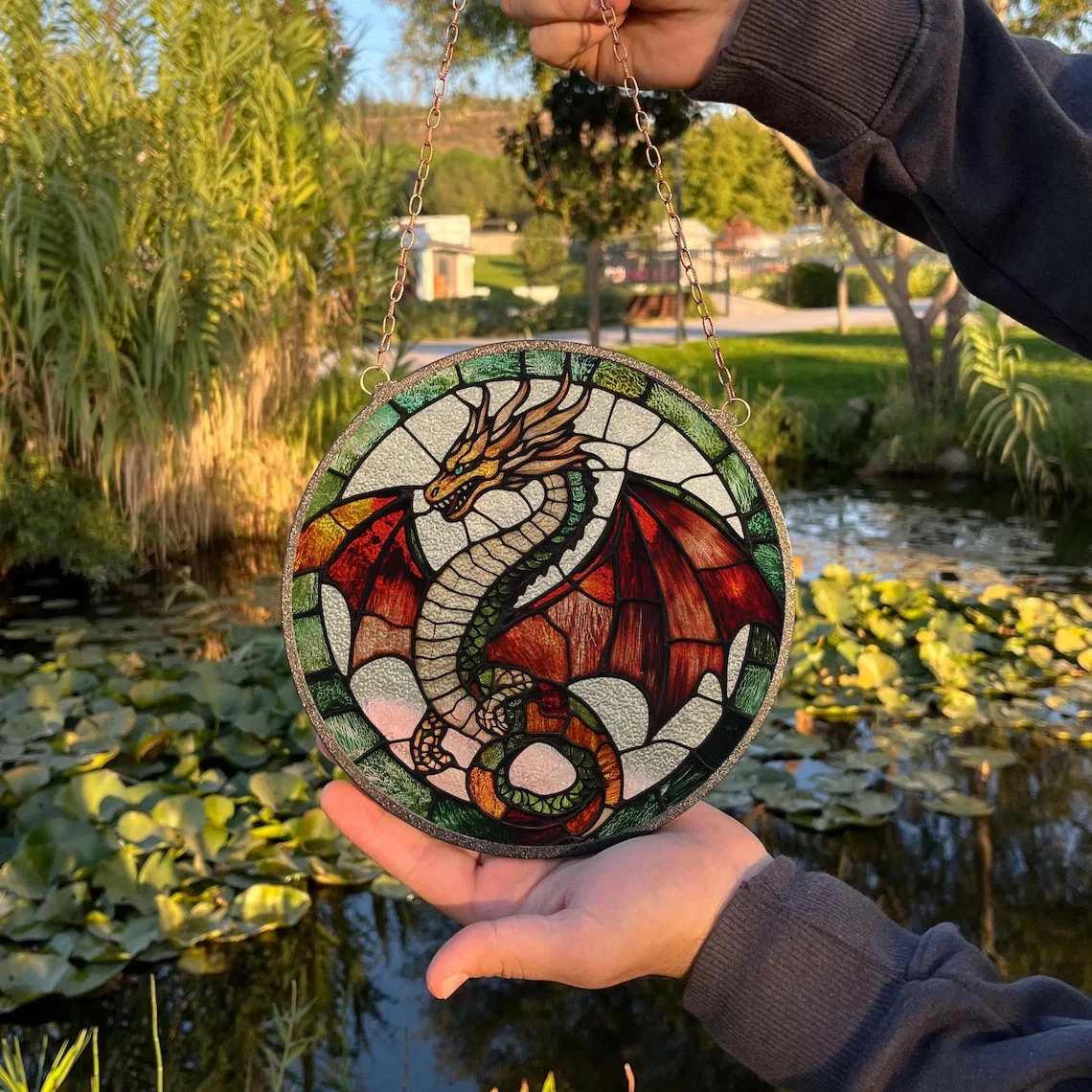 Dragon Stained Glass Suncatcher, Decor Gift