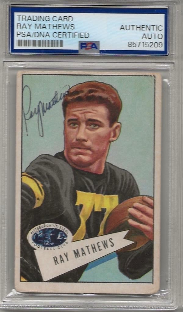 ~RAY MATHEWS (D.) Signed Autographed 1952 Bowman Large #32 Steelers  PSA/DNA~
