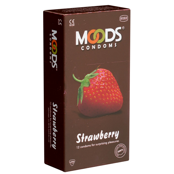 Moods Strawberry Condoms 12 Stück – rosa Kondome mit Erdbeerduft Aroma