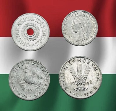 Lot of 4 Hungary 2, 5, 10 & 20 Filler Coins - 1960s Dates - Combined Ship