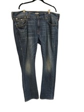 True Religion Men's Size 38 Ricky Relaxed Strait Made In USA Thick Stitch EUC