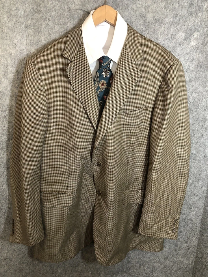 Blazer Ermenegildo Zegna 48R EE. UU. Marrón Pata de Gallo Lana Abrigo Deportivo Carrera Informal Foto 3 de 4