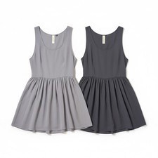 Set GU Sleeveless Chiffon Tunic Dress L Loose Fit Hi-Low Hem UNIQLO Sister Brand