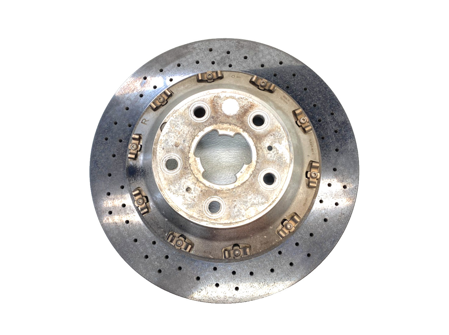 13 14 PORSCHE 958 CAYENNE GTS REAR RIGHT CARBON CERAMIC BRAKE ROTOR OEM C0.08