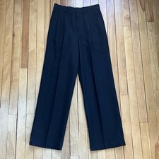 Vintage Wide Leg Black Trousers with Pleats and Pockets 90s Women Sz - 30x28