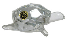VINTAGE EXBOR CZECHOSLOVAKIA TURTLE SHAPED ART GLASS SCULPTURE FIGURINE
