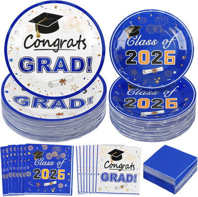 320PCS Graduation Plates and Napkins 2026, Class of 2026 Disposable Set for Grad