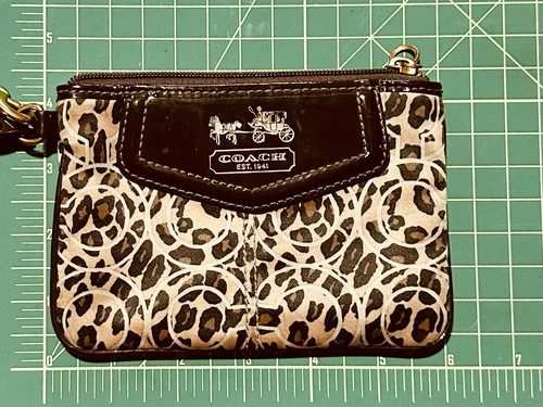 COACH 45949 Marrone Ocelot Leopard OP Art Sig Marsupio Universale Polso