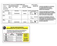 Trailer ID Vin # Number Sticker Tire Pressure Decal Weather Proof Vinyl Sticker