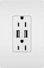 15A Duplex Outlet with USB Charger Screwless Wall Plate