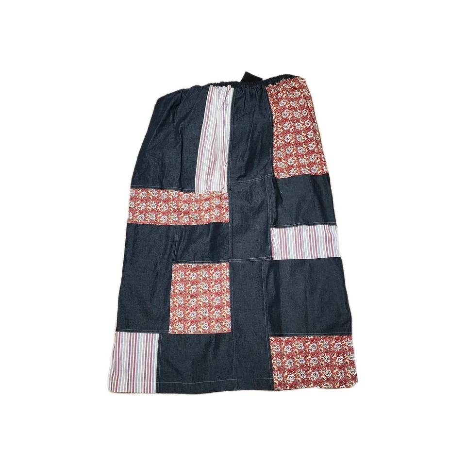 KOOS, КОНЕЧНО, РАЗМЕР БОЛЬШОЙ ДЛИННЫЙ джинсовой ткани пэчворк юбка винтажный новый с Ярлыками QVC - Изображение 2 из 3