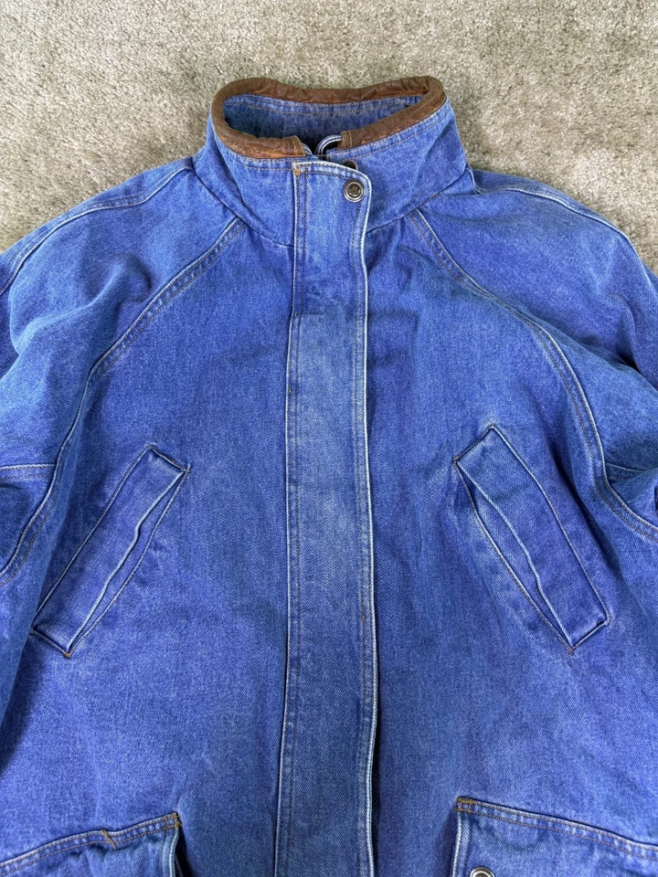 Chaqueta Jean Forenza Vintage Adultos Grande Parka Denim Retro Azul Rockabilly Foto 3 de 4