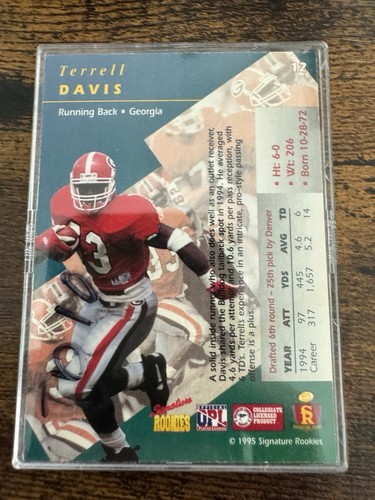 1995 Signature Rookies Prime - Terrell Davis #12 Autographs /3000 (AU, RC) - Picture 2 of 2