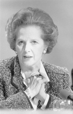 British Prime Minister Margaret Thatcher at an election press conf- Old Photo