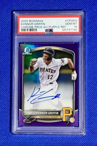KONNOR GRIFFIN 2025 Bowman Chrome Prospect Purple Auto RC /250 #CPA-KG PSA 10