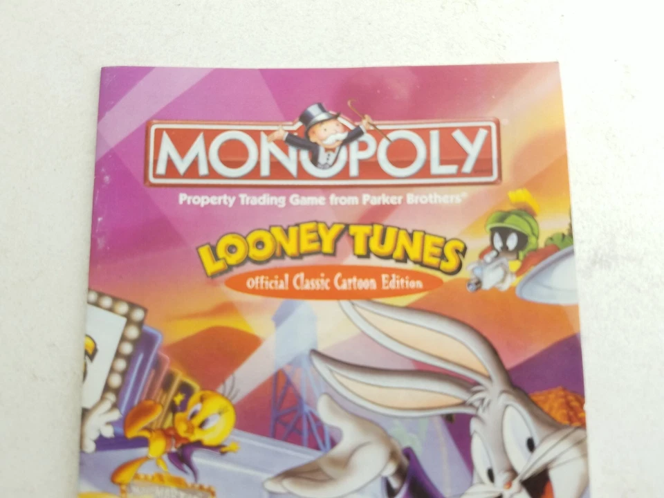 Folleto de reglas del juego de mesa Monopoly Looney Tunes Edition Foto 3 de 4