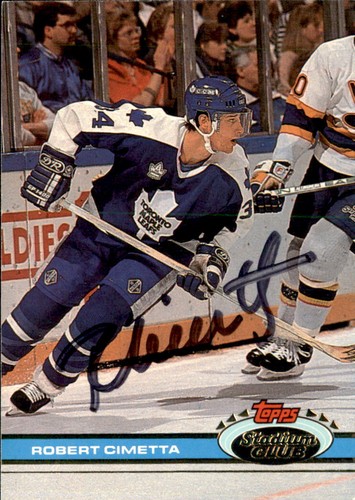Rob Cimetta Signed Autographed 91/92 Topps Stadium Club card Toronto Maple Leafs