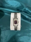 Vtg Seiko Watch Women Silver Tone Band Burgundy Face 11-3409 Works Great