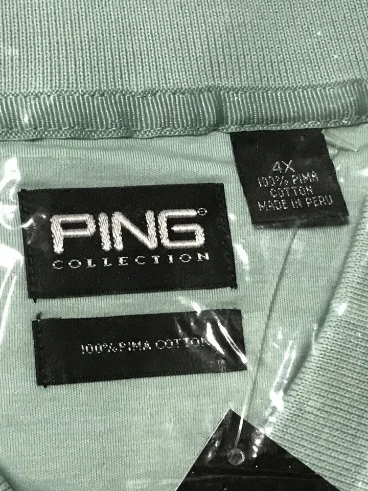 Polo de golf Ping verde Glenn 100 % algodón Pima para hombre talla 4XL NUEVO Foto 2 de 4
