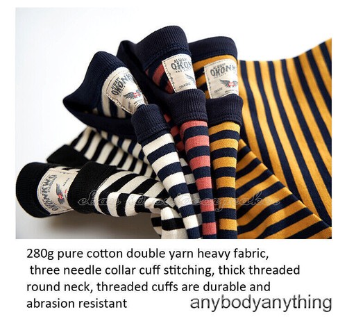 Heavy Men's Breton Top Striped T-Shirts Retro Short-sleeve Shirts Tops Army - Picture 8 of 28