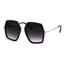 Women's Oversized Sunglasses Hexagon Shape Double Frame Shades
