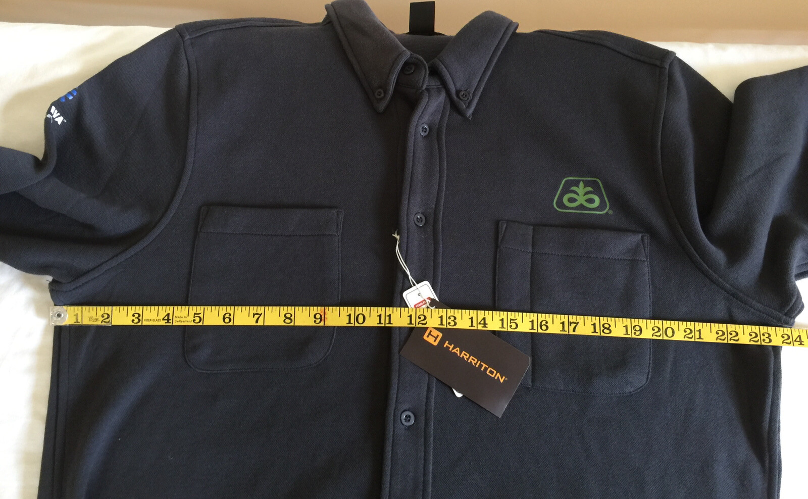 NWT Men Harriton Shirt Long Sleeve L/S Large Black Pique Pocket DuPont Pioneer