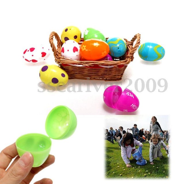 12pcs Plastic Colorful Easter Eggs Empty Fillable Egg Kid Gift Toy