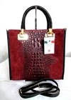 NWT: ITALIAN GENUINE LEATHER & SUEDE CROC-EMBOSSED BAG HANDBAG - MADE IN ITALY