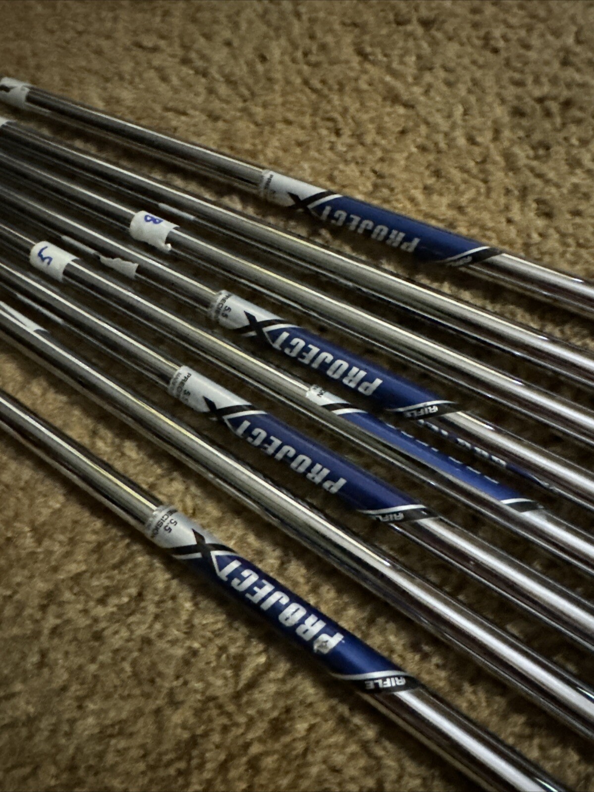 Rifle Project X Flighted Steel Iron Golf Club Shafts Set of 8 Shafts