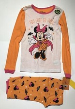 Disney Minnie Mouse TOO CUTE TO SPOOK Halloween PJ Set - Glow in Dark -Size 10