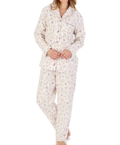 Pyjamas Set Womens Slenderella Brushed Cotton Floral Long Sleeve Top PJ Bottoms - Picture 17 of 22