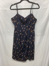 Urban Outfitters Cooperative Dress Sz Large Fit Flare Polka Dots Navy Blue
