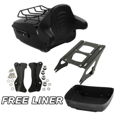 King Trunk Backrest Mount Rack Docking Kit For Harley Touring 2014-25 Black
