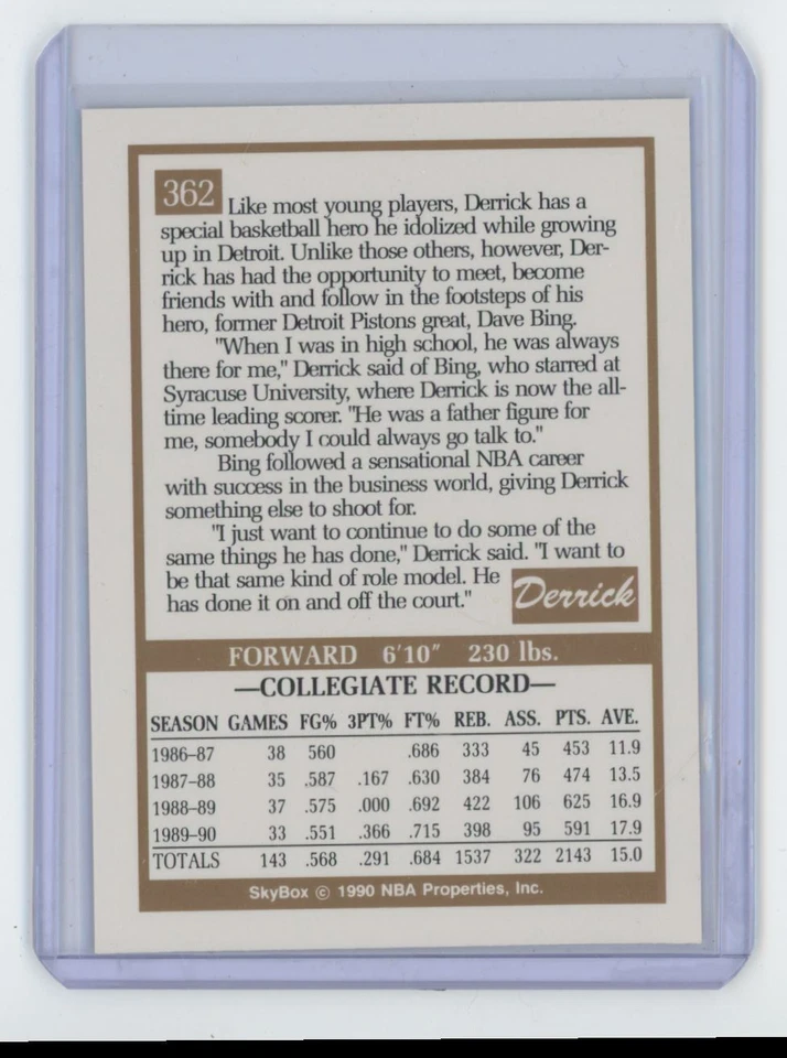 1990-91 SkyBox Derrick Coleman Basketball Card New Jersey Nets #362 - Image 2 of 2