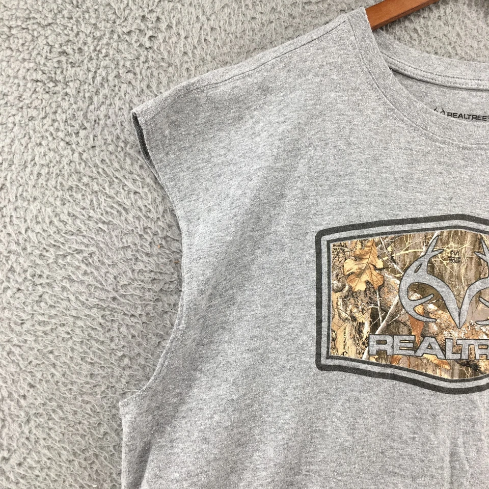 Realtree By Staghorn Creek Graphic Print T-Shirt Mens XL Gray Sleeveless Crew - Image 4 of 4