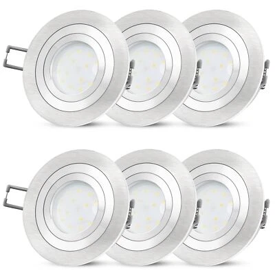 6 Stück RF-2 Aluminium LED-Einbauleuchte flach rund inkl. LED-Modul 5W warmweiß - Bild 1 von 4