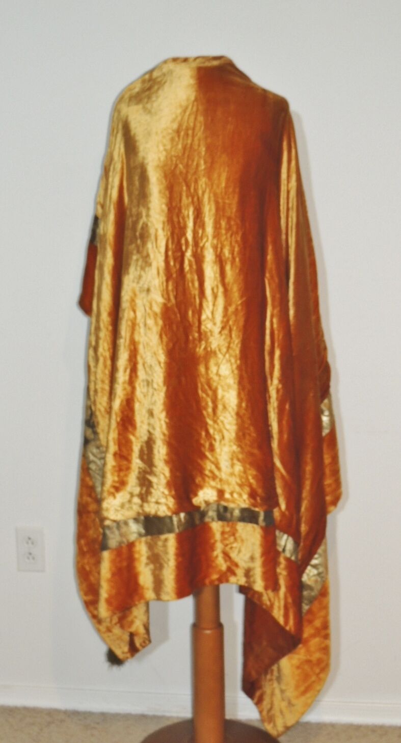 1920-30's Silk Velvet Wrap / Shawl Metallic Gold … - image 12